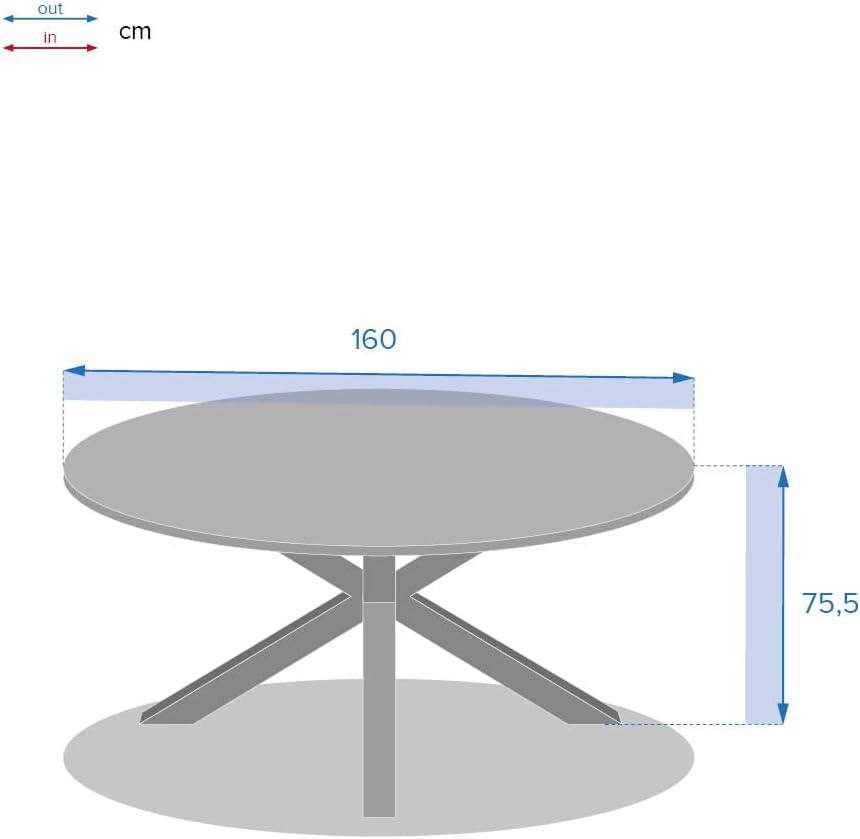 etevert - Oriengo - diamètre 160 cm - aluminium acacia 8 places