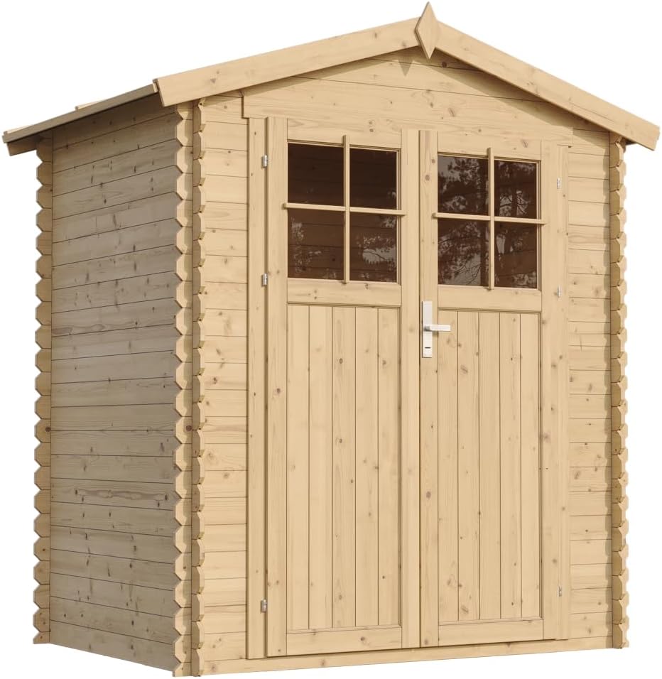 Abri de Jardin en Bois avec Sol TRAITÉ - Stockage extérieur I196xL136xH218 cm/ 1.98 m2 Petit abri à Outils, Local à vélos - etevert M367F+M367G