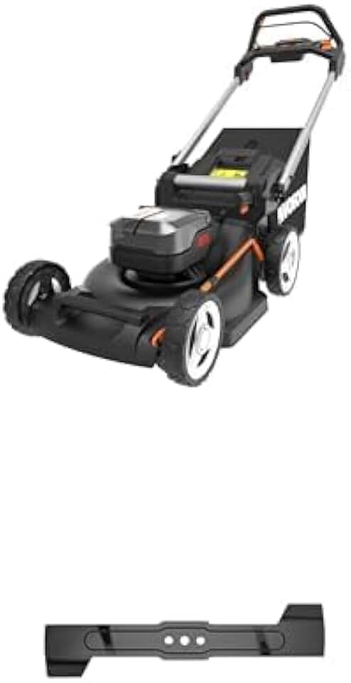 Pack etevert Tondeuse à Gazon autotractée Brushless sans Fil 40V WG749E + 3 Lames de Rechange, jusqu'à 500m², Lame de 46cm, Coupe jusqu'aux Bordures, Sac de 55 L, livée avec 2 Batteries 4Ah et Chargeur