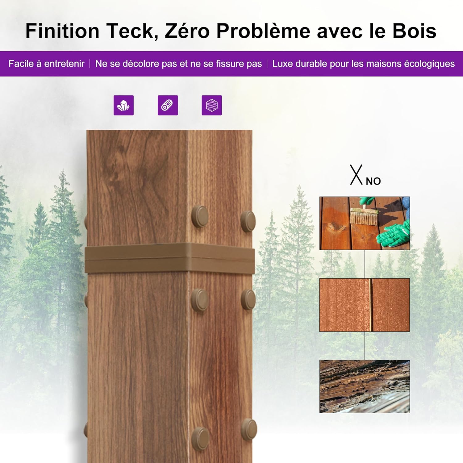 etevert - Pergola alu finition teck 4x3m - toile rétractable, rideau, kaki