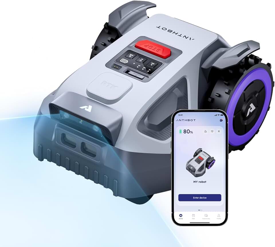 etevert - Robot tondeuse M9 - 1000 m², 5000 mAh, 4G, IA, NetRTK