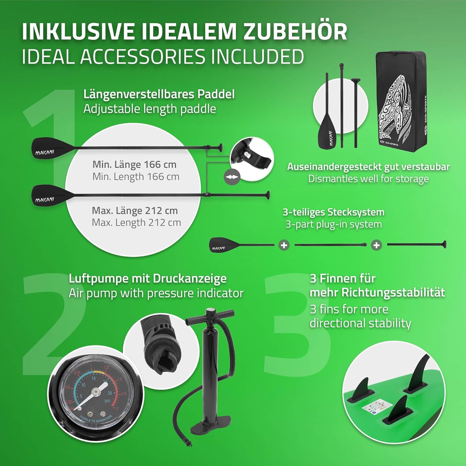 etevert - planche stand up paddle - 305/308/320/380 cm - PVC, jusqu'à 150 kg, 10/15 cm d'épaisseur