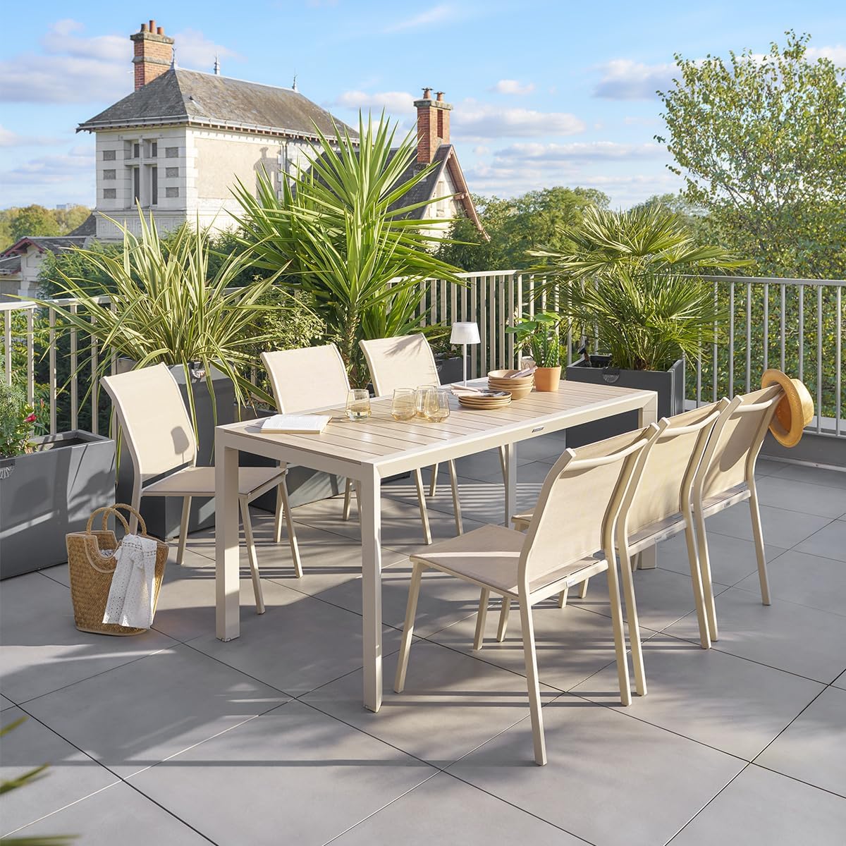 etevert - Evasion 6 places - aluminium effet bois lin et argile
