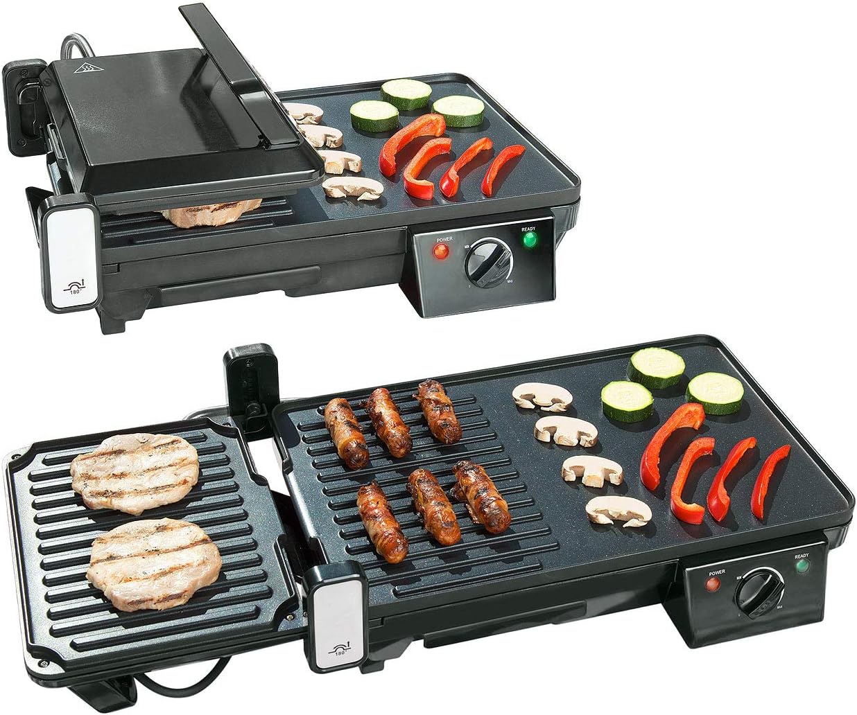 etevert - grille-plancha 2 en 1 2000W - table - cuisson rapide