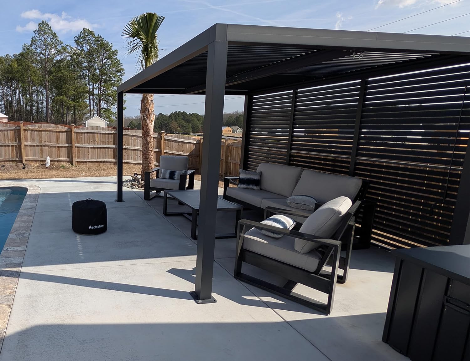 etevert - Pergola bioclimatique - 4,24x3m - aluminium, persienne fixe, lames orientables