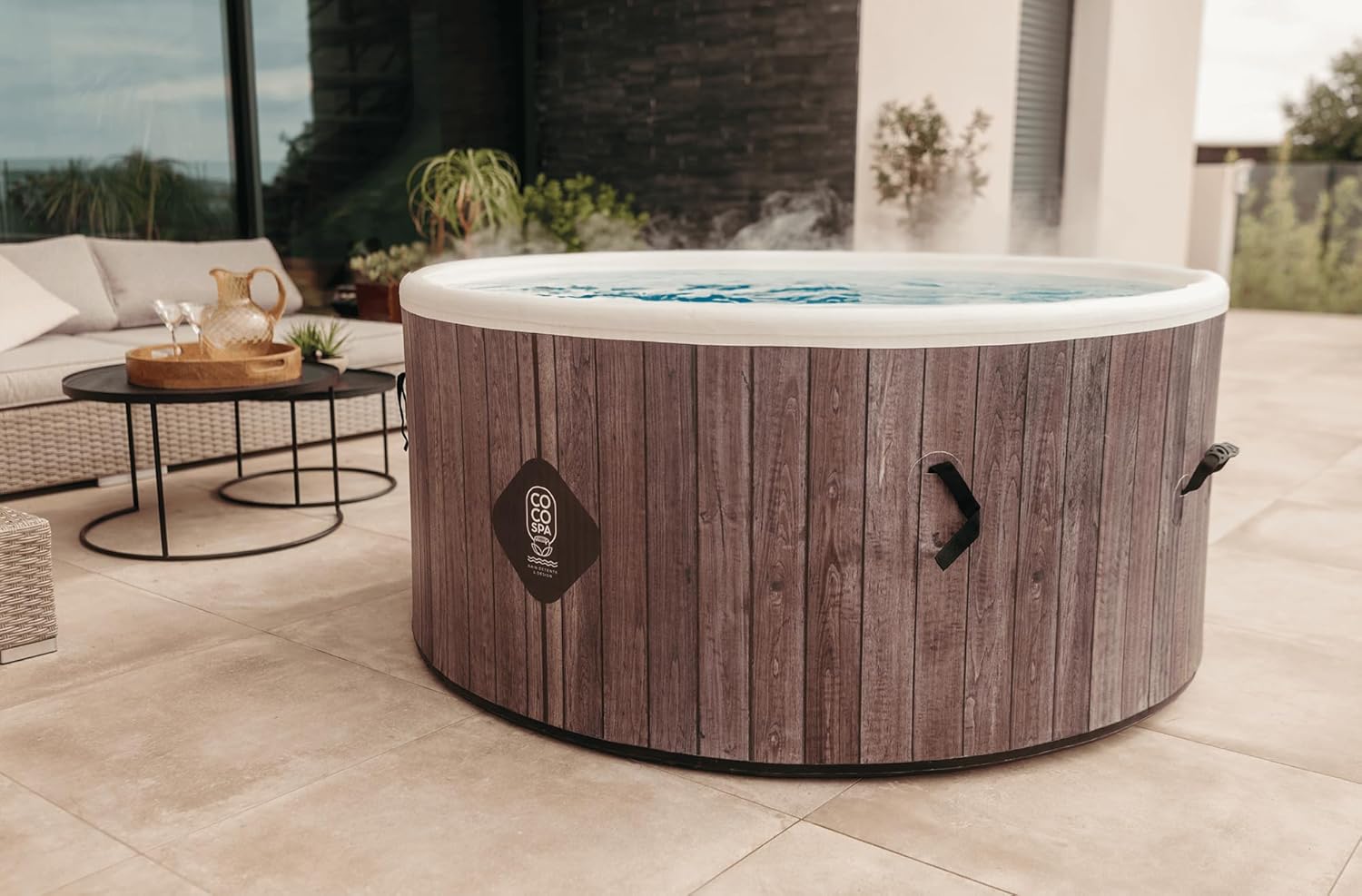 etevert Helsinki Spa Gonflable - 150 cm de diamètre - 800 litres - Moteur 2240 W - 2 à 4 Personnes - Massage 140 Jets
