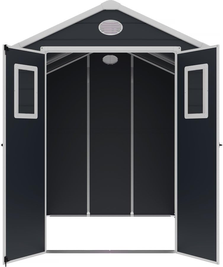 etevert - Abri de Jardin Résine Texas 5.23 m² Anthracite - Ancrages Intérieurs - Antirouille/Anti-UV