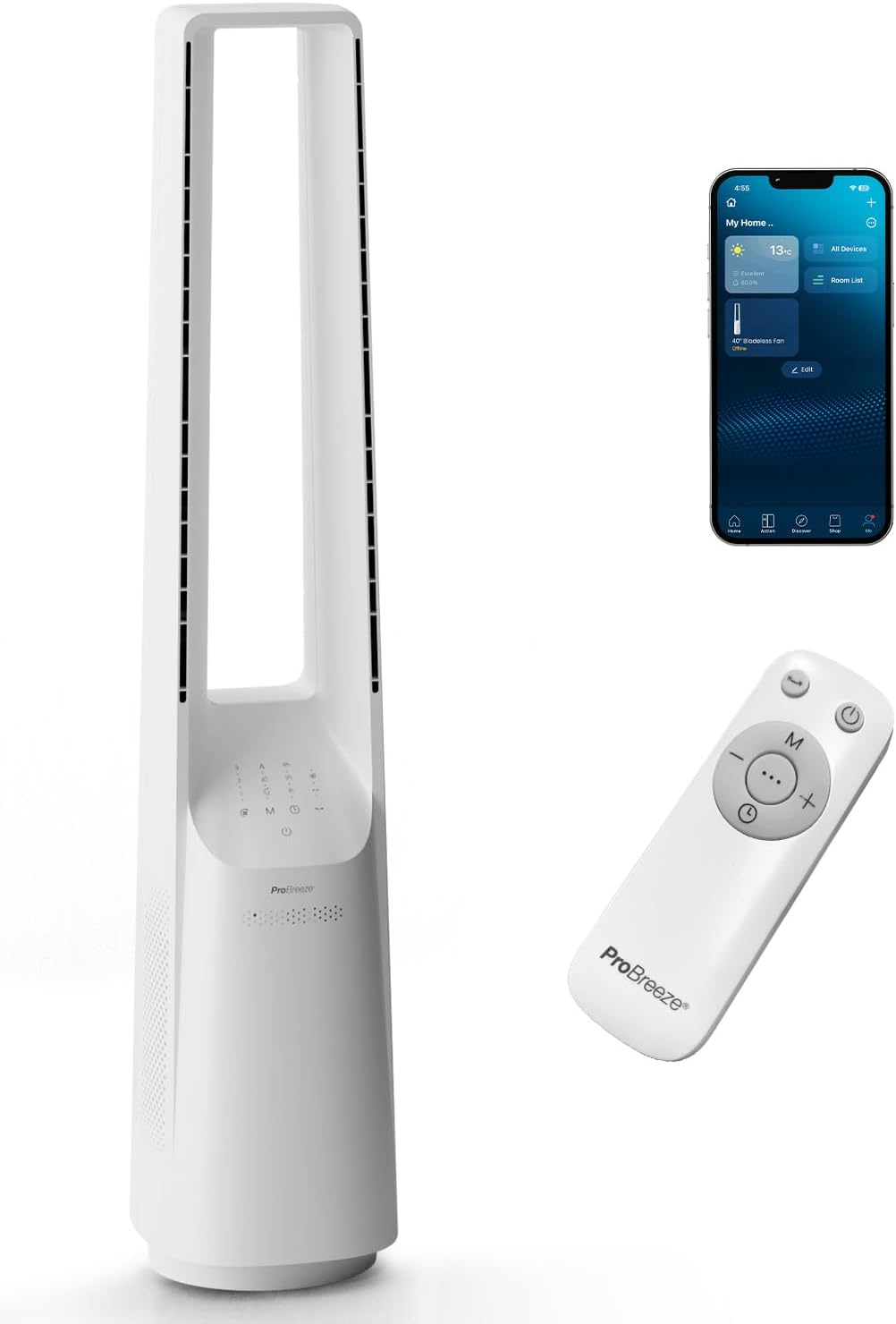 etevert - Ventilateur Tour WiFi Intelligent 101cm - Silencieux, LED, télécommande, 6 vitesses, oscillation