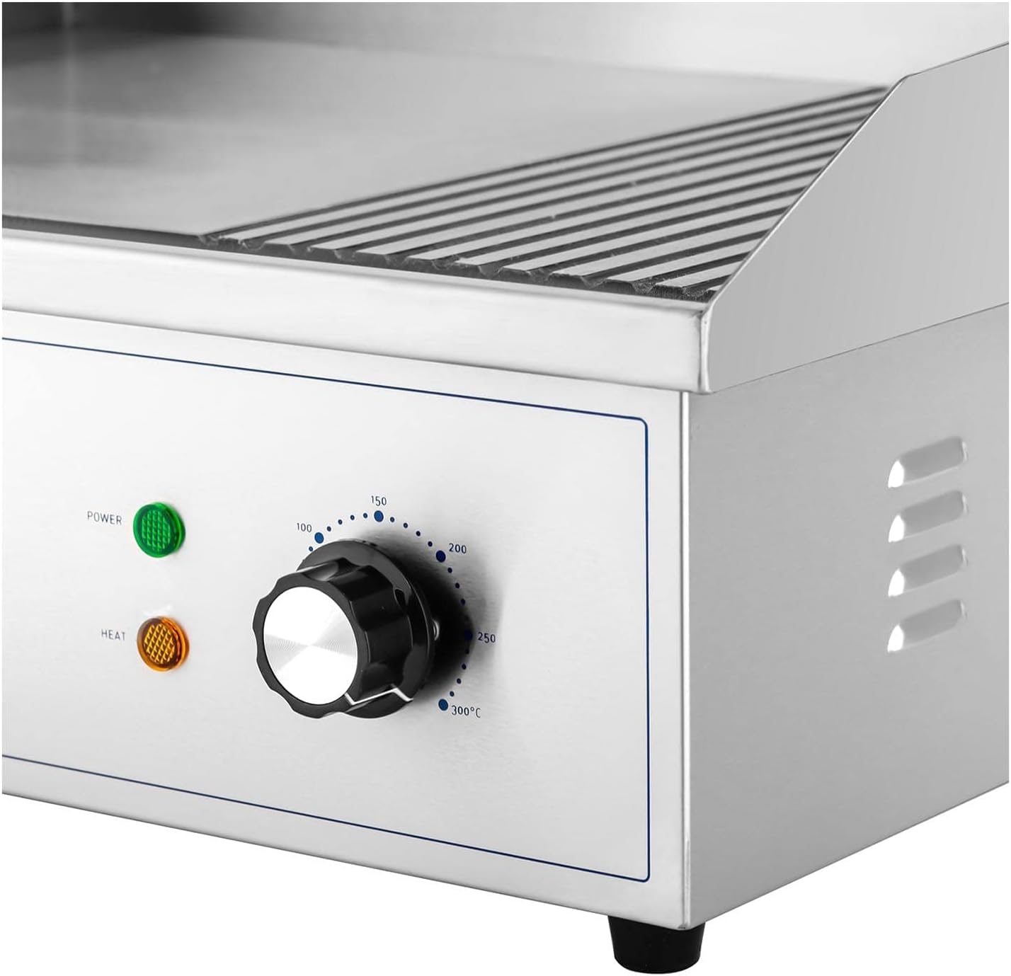 etevert - Plancha électrique professionnelle - 548x350 mm - 3000 W, plaque lisse et rainurée - RCPG42-M