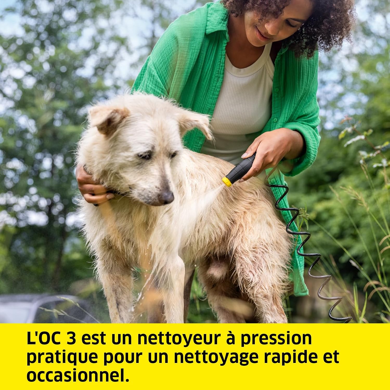 etevert Nettoyeur à Pression Mobile OC 3 + Kit Animaux, Débit : 2 L/h, Réservoir : 4L, Tuyau : 2,8 m, Buse à Jet Plat, Buse Conique, Brosse Pet, Serviette pour Animaux Domestiques, Boîte de Rangement