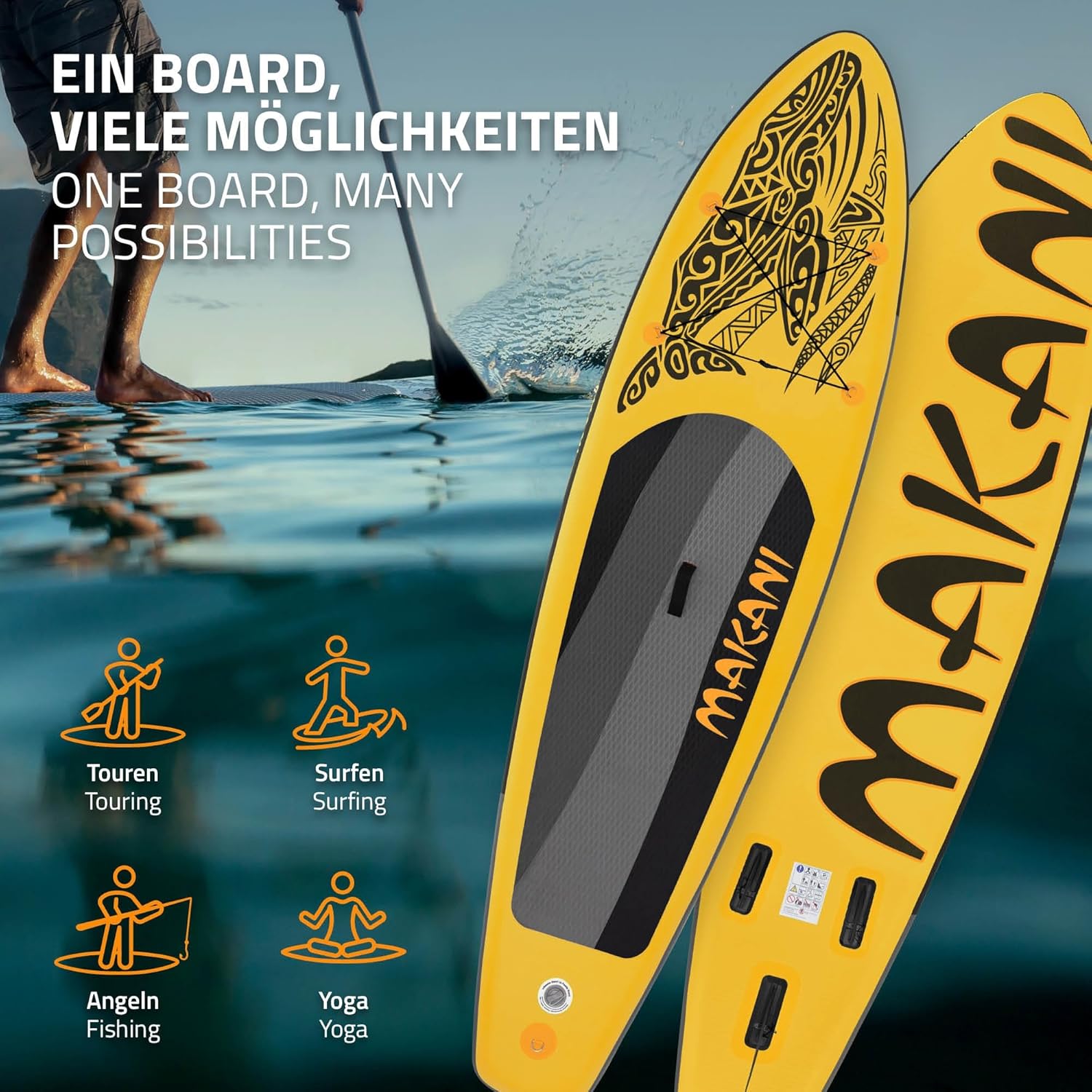 etevert - stand up paddle série gonflable - 305/308/320/380 cm - PVC, 120/150 kg, 10/15 cm épaisseur