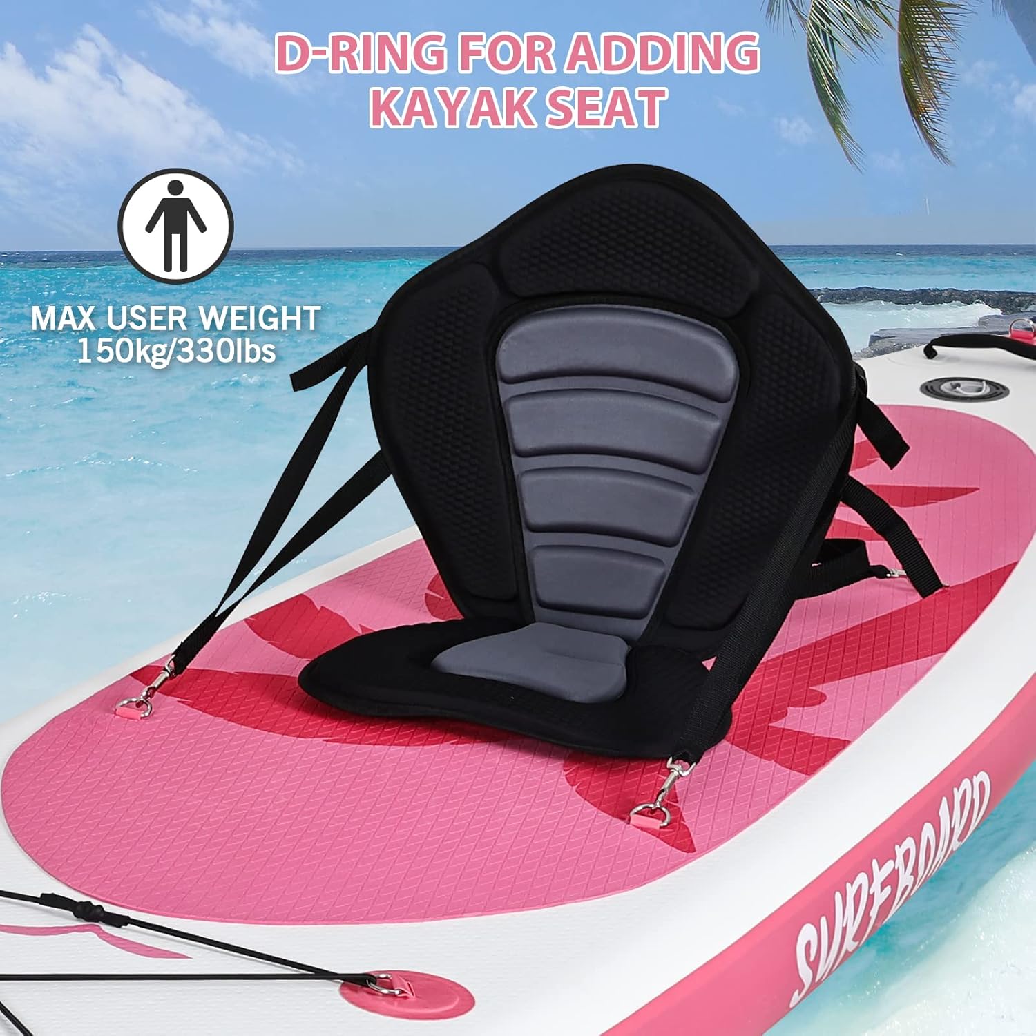 etevert - Paddle gonflable adulte - 320/335cm - 2 places, siège kayak, pagaie alu, support caméra, pompe, 150kg
