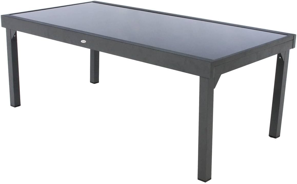 etevert - Piazza extensible - 12 places - aluminium/verre renforcé - gris graphite