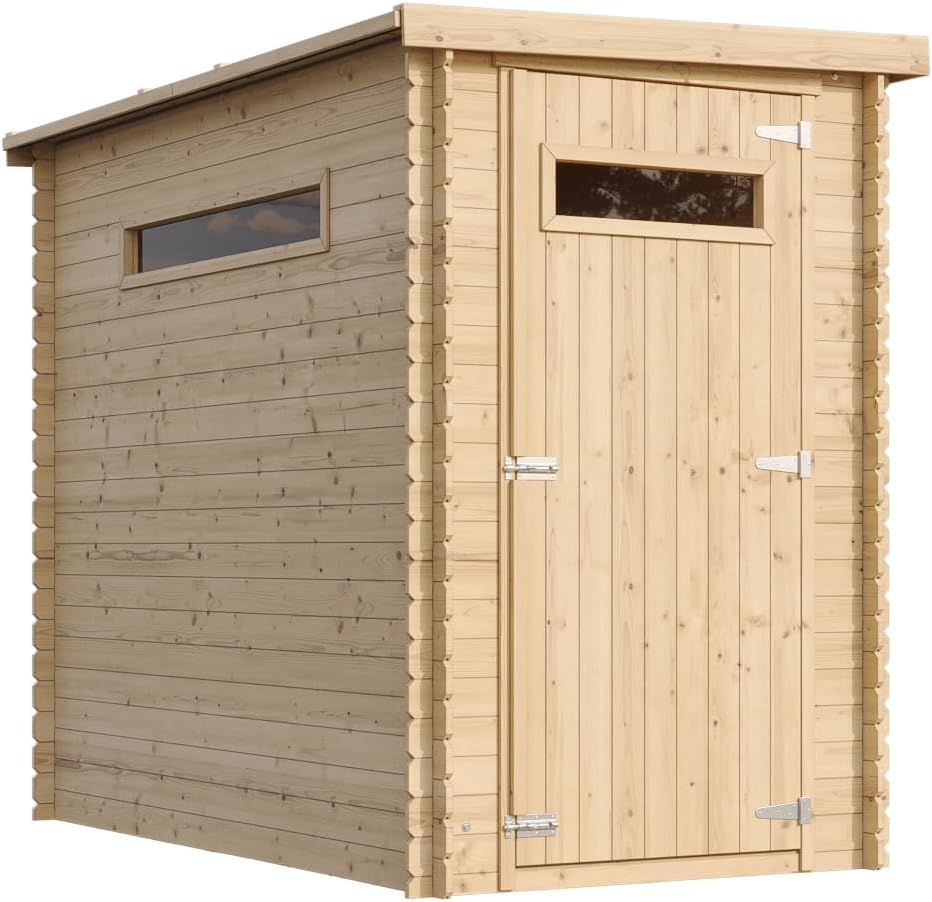Abri de Jardin en Bois, Petite fenêtre, avec Sol TRAITÉ- Stockage extérieur l239xL144xH198 cm/2.63 m2 - Petit abri à Outils, Local à vélos - Toit imperméable, fenêtres etevert M306A+M306G