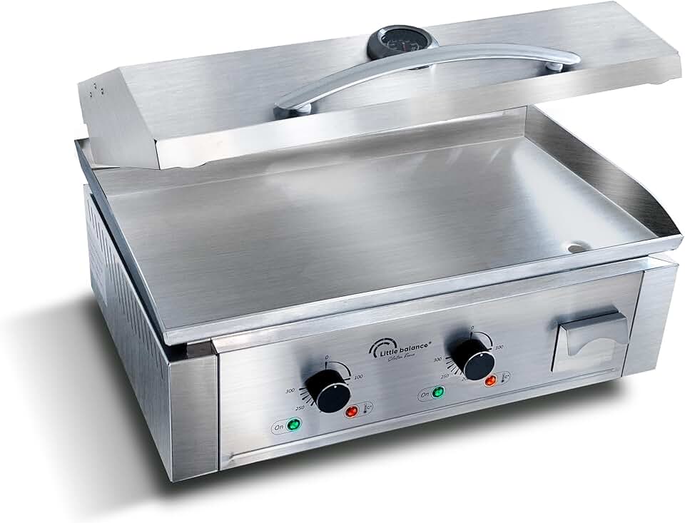 etevert - Aquitaine Pro Plus - plancha inox 2 zones, couvercle, 3500W - 8473
