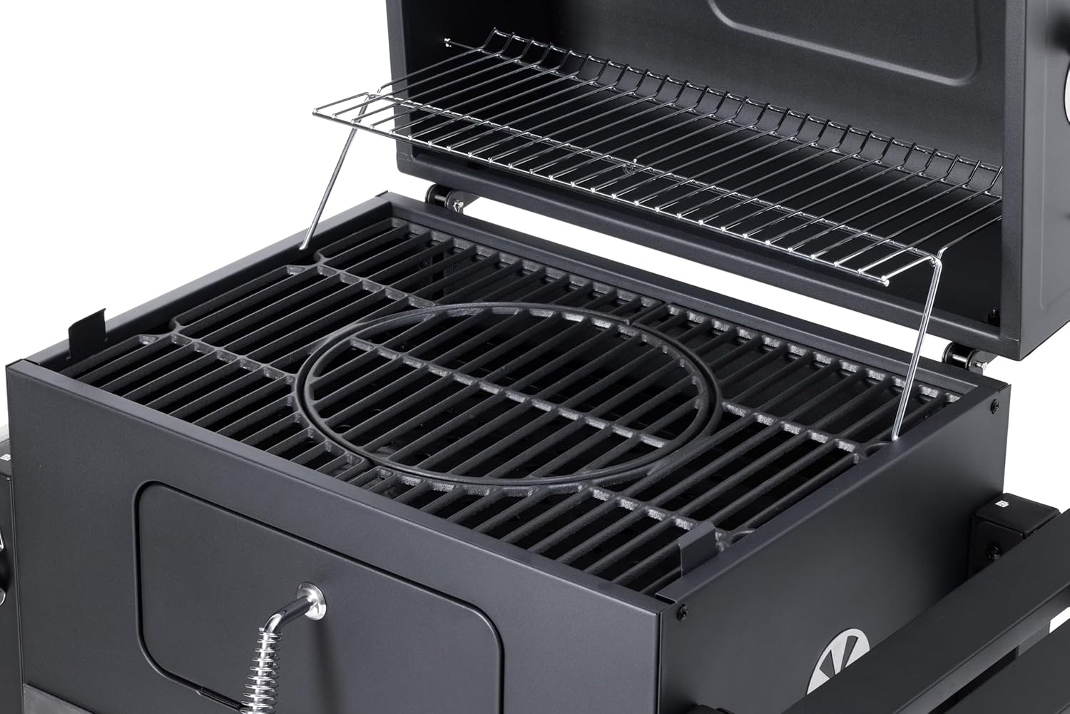 etevert - Memphis - acier, grille, tablette pliable, roulettes, thermomètre, bac à cendres