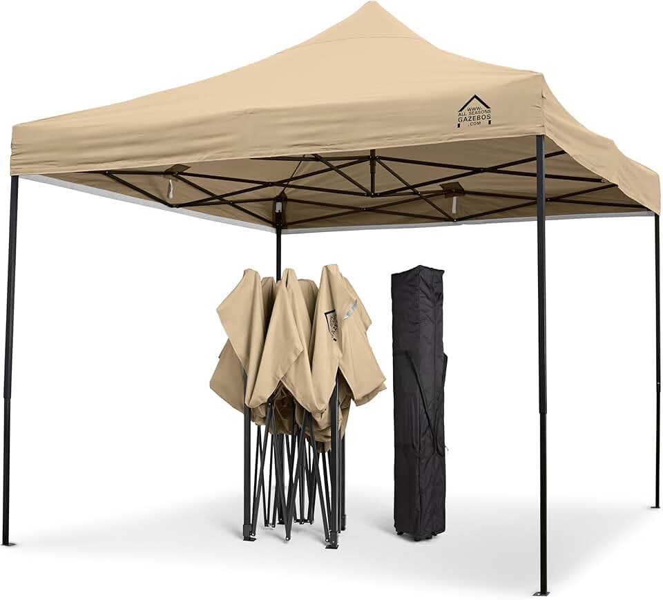 etevert | Tonnelle Pliante 3x3m | Matériaux Robustes, Entièrement Étanches et de Haute Qualité (Beige)