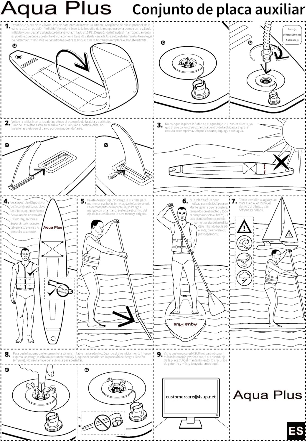 etevert - SUP gonflable 15cm - planche à pagaie, pompe, sac à dos