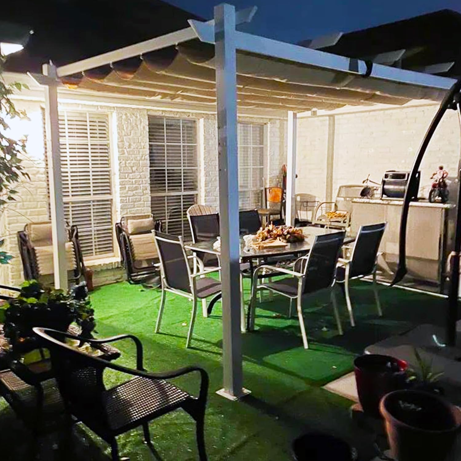 etevert - Pergola aluminium série - 4x3m - toile rétractable, autoportante, imperméable, kaki