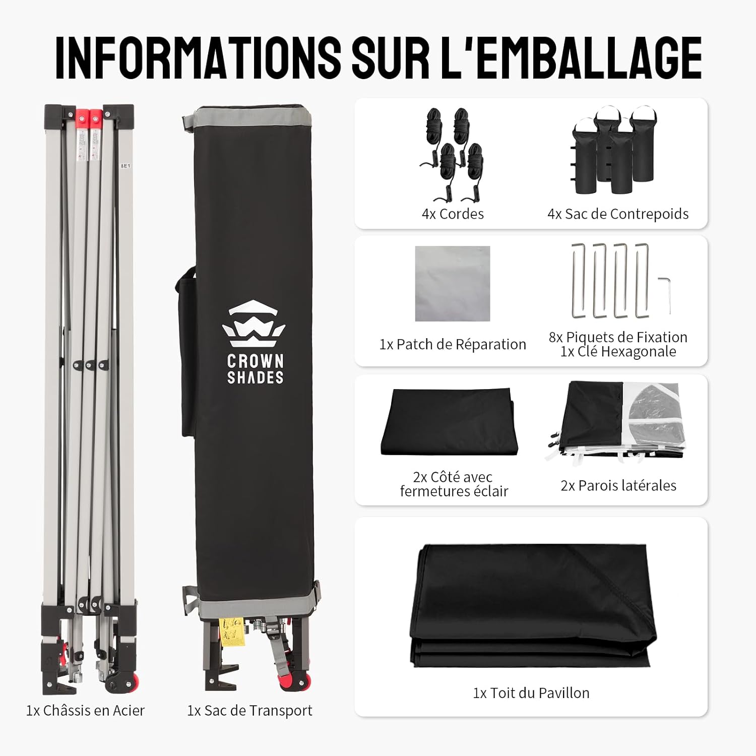etevert - Tonnelle pliante 3x3m imperméable, P/Pop-Up, 4 parois amovibles, Sac, UPF 50+ - CN0032