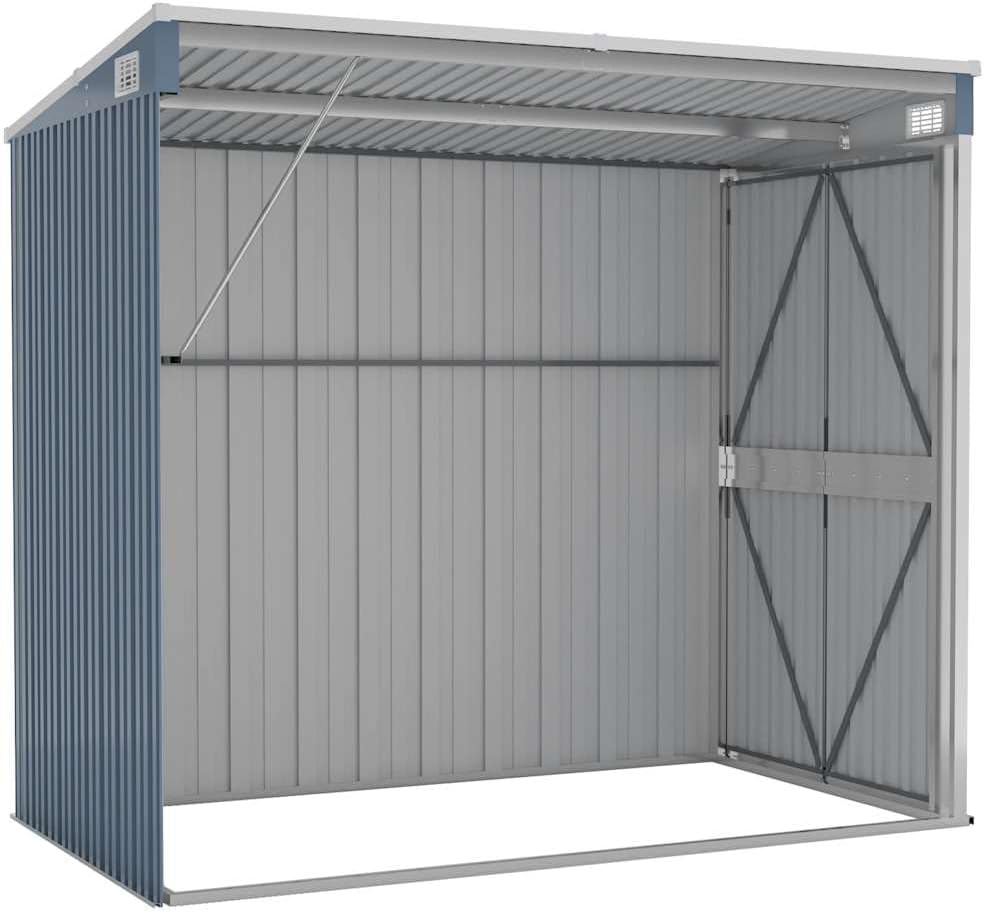 etevert Abri de Jardin Mural Gris 118x194x178 cm Acier galvanisé,Maison & Jardin, Pelouses & Jardins, Vie en extérieur, Structures extérieures, Cabanes & abris de Jardin, Gris (Poids 31.54KG)