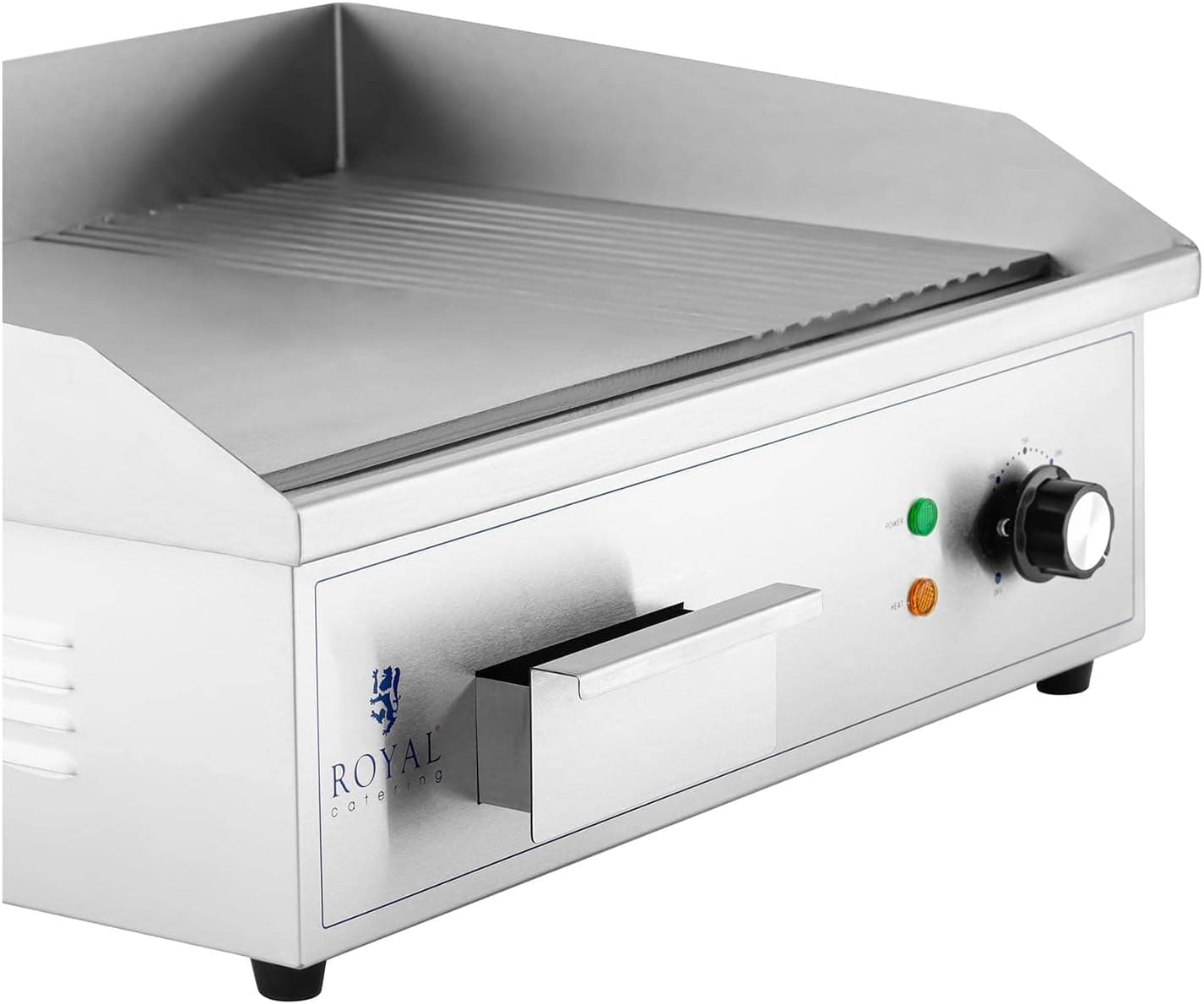 etevert - Plancha électrique professionnelle - 548x350 mm - 3000 W, plaque lisse et rainurée - RCPG42-M