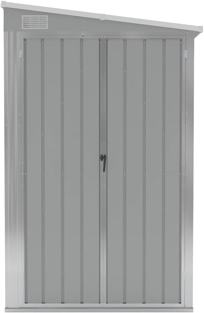 etevert Remise de Jardin Murale Gris 118x100x178 cm Acier galvanisé,Structures extérieures, Cabanes & abris de Jardin,316218