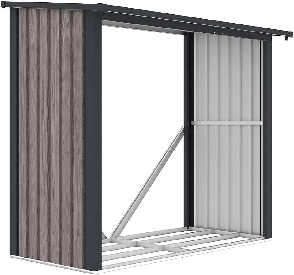 etevert - Birwood abri bûches acier galvanisé 182x89x156cm - 1,98m3/2,5 stères - BIRWOOD