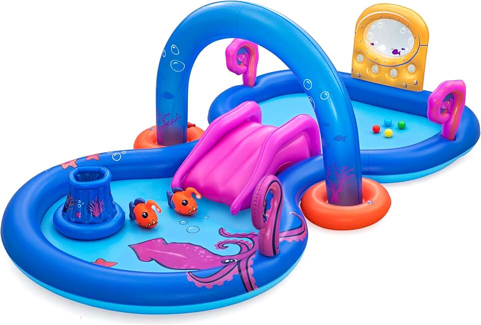 etevert - Aire de Jeux Gonflable avec Piscine pour Enfants etevert Sea Odyssey - 330 cm x 188 cm x 117 cm - Multicolore