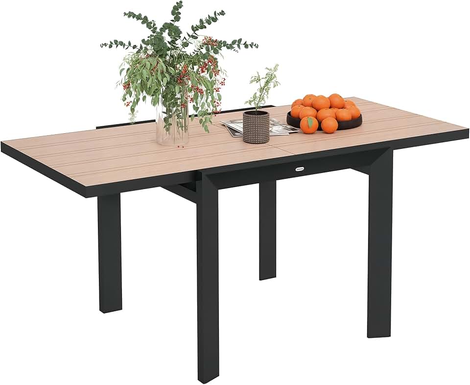 etevert - Table extensible aluminium - 80/160x80 cm - résistante, antidérapante, usage extérieur