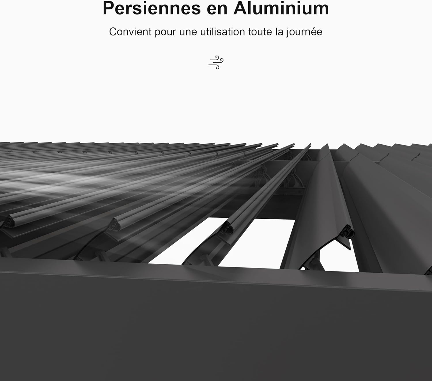 etevert - Pergola bioclimatique - 6x3,68m - éclairage intégré, aluminium, lames orientables