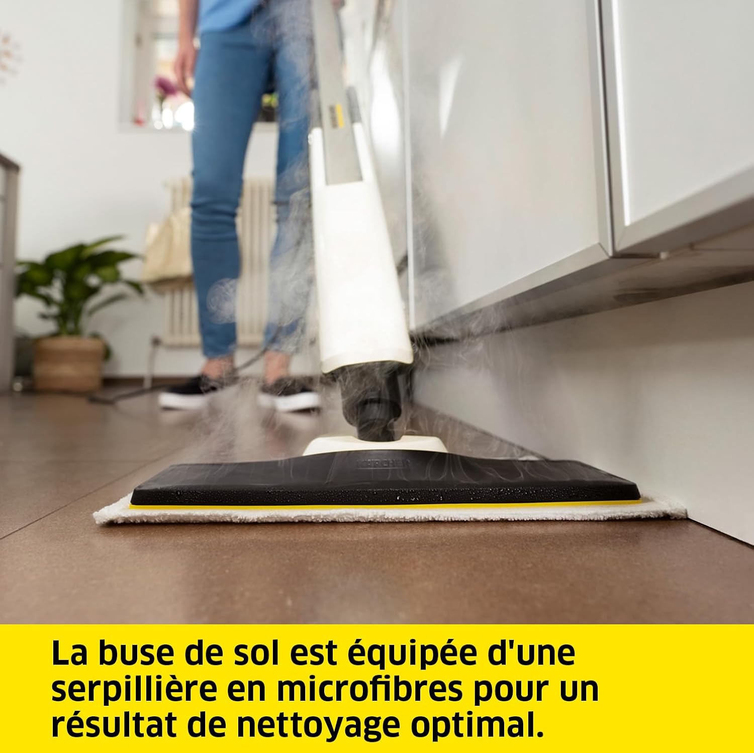etevert Nettoyeur Vapeur SC 2 Upright, Préchauffage : 30 s, Surface : 50 m², Réservoir : 0,4 l, Puissance : 1600 W, avec Buse de Sol EasyFix, Serpillière Microfibres, Cartouche Détartrante