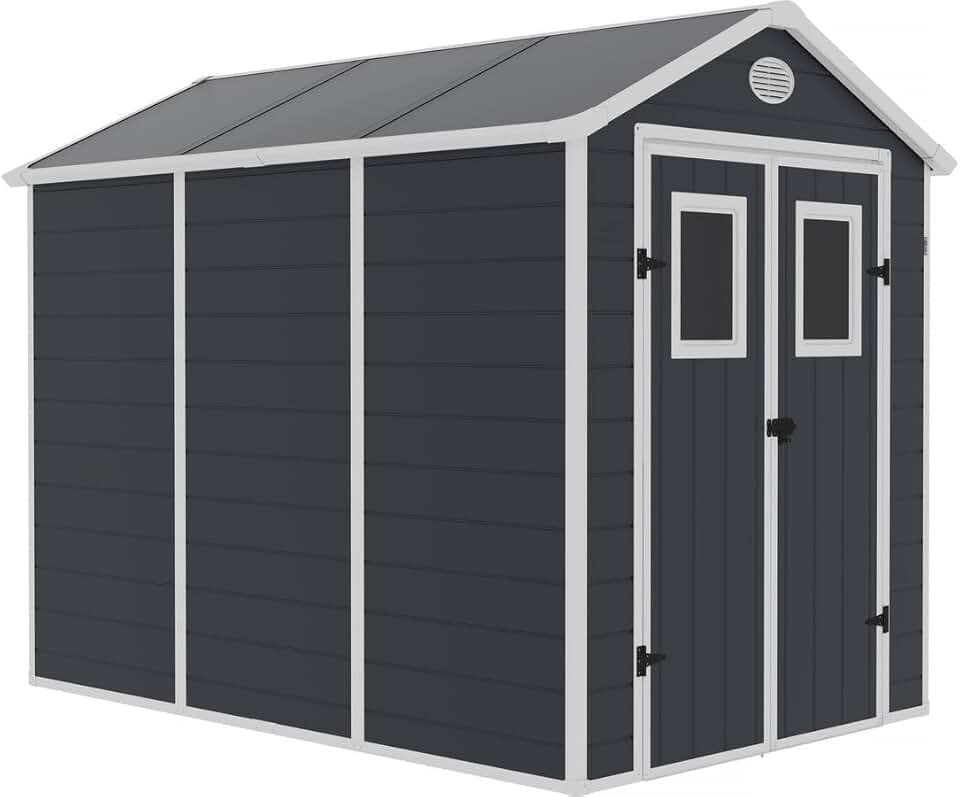 etevert - Abri de Jardin Résine Texas 5.23 m² Anthracite - Ancrages Intérieurs - Antirouille/Anti-UV
