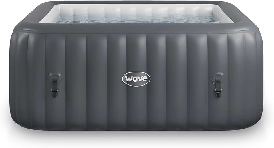 Spa Gonflable etevert | Chauffage écologique intégré | Système de Massage Aquajet | Protection antigel | Configuration Rapide en 15 Minutes (Pacific, Gris Foncé | 4 Personnes)