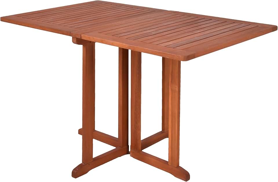etevert - Table de balcon rectangulaire 120x70cm - bois d'eucalyptus FSC, pliable