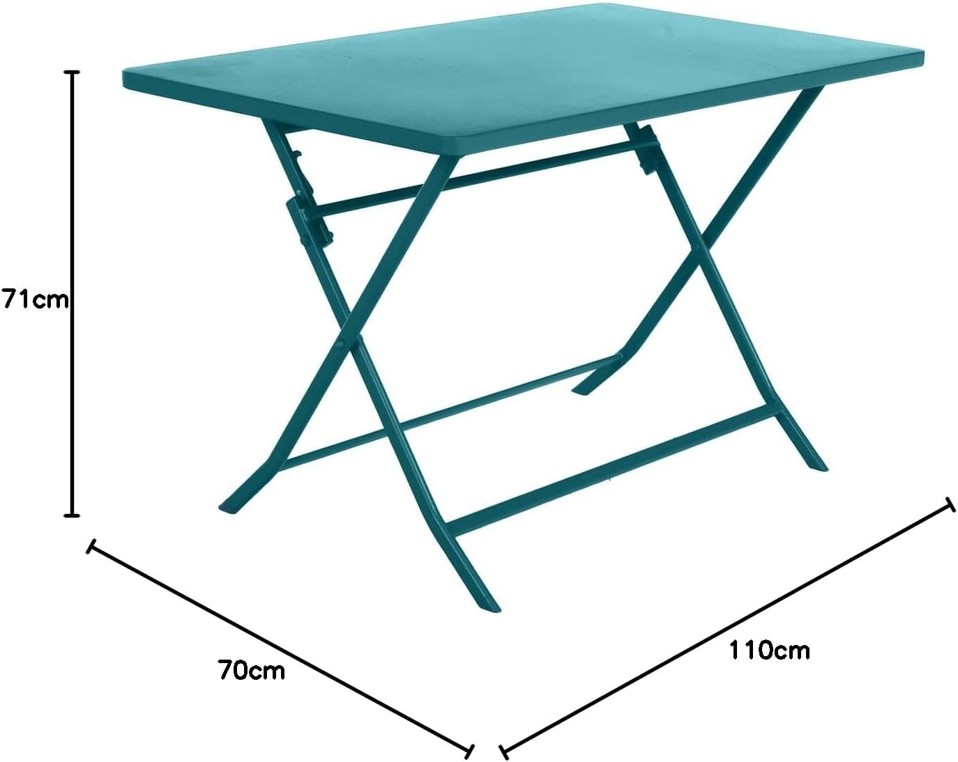 etevert - Greensboro - 120x70cm - table pliante 4 places acier bleu