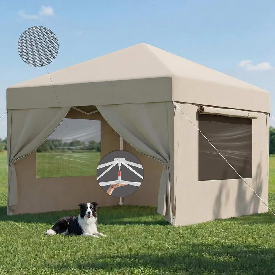 etevert - Tonnelle pliante série - 3x3m - moustiquaire, étanche, anti-UV