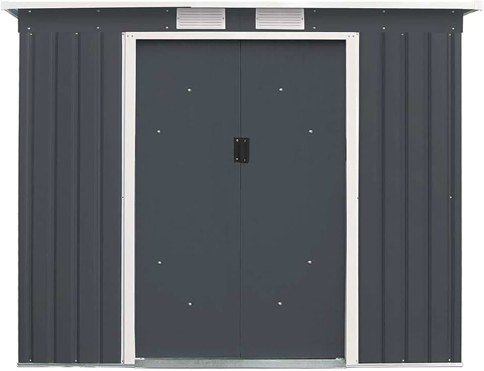 etevert - abri de jardin série 2,7m² - 213x130x173cm - acier, 2 portes, 2 fenêtres