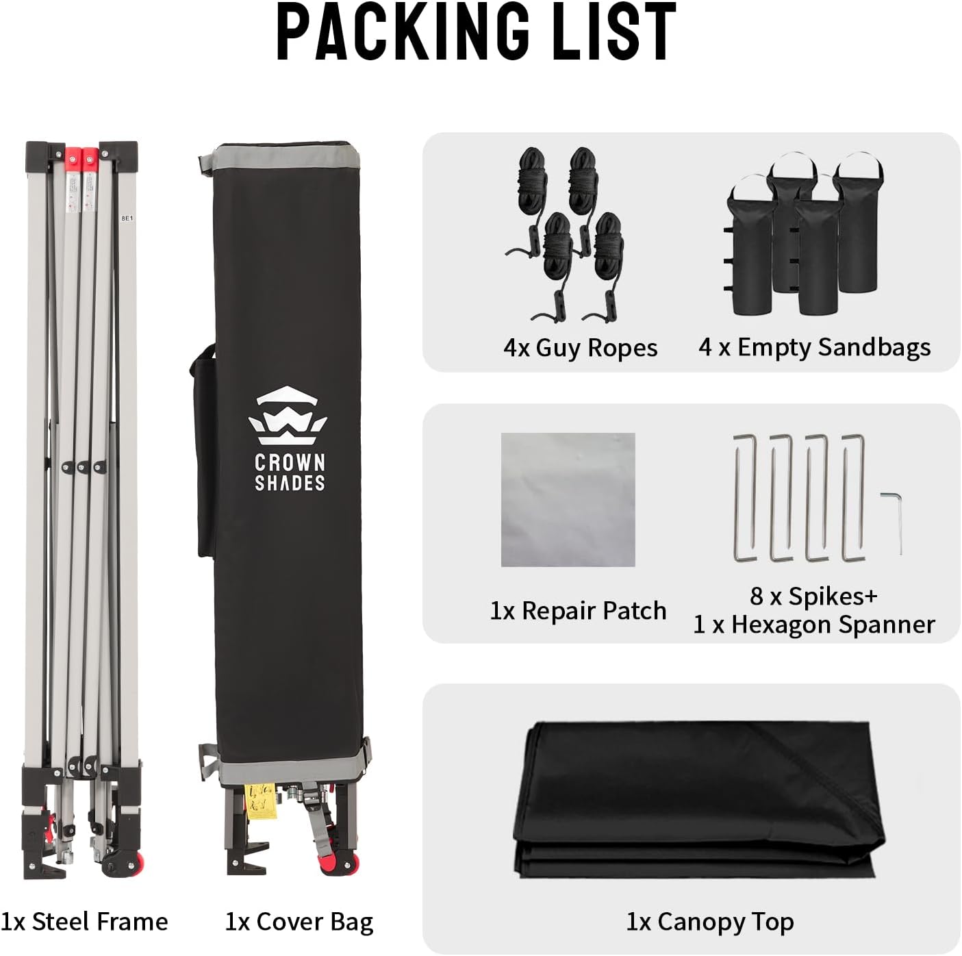 etevert - tonnelle pliante - 3x3m - imperméable UPF50+, sac, sacs de sable