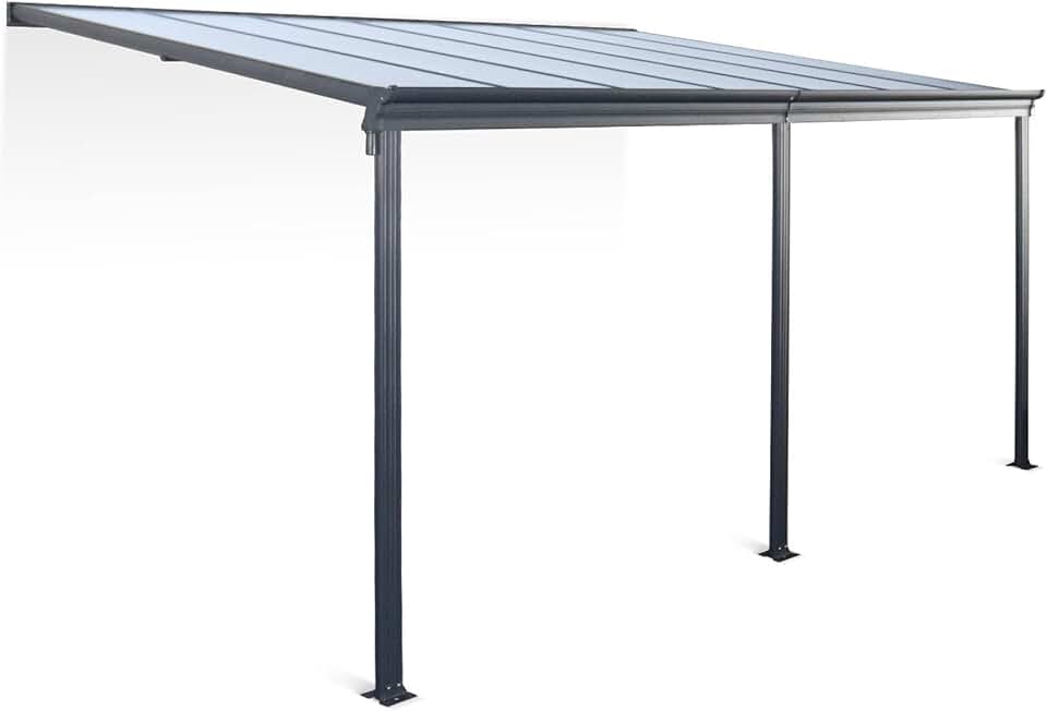 etevert - Avenio - Pergola murale 3x4 m alu/polycarbonate avec gouttière