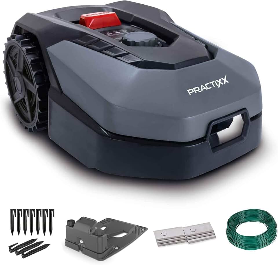 etevert - Robot tondeuse série PX-RRM-600Wi - 600m² - coupe 18cm, 20-60mm, capteur pluie, WiFi/BT, pente 35%, station d
