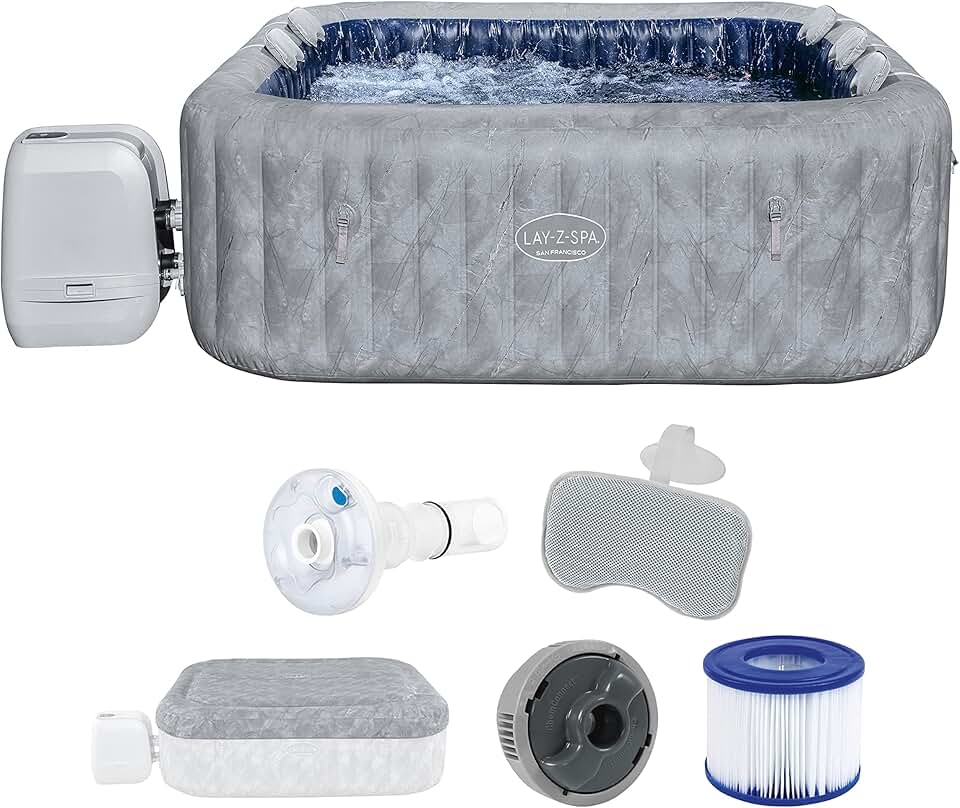 etevert - San Francisco HydroJet Pro - 230x230x71 cm - spa gonflable éco, 5-7 pers., contrôle appli
