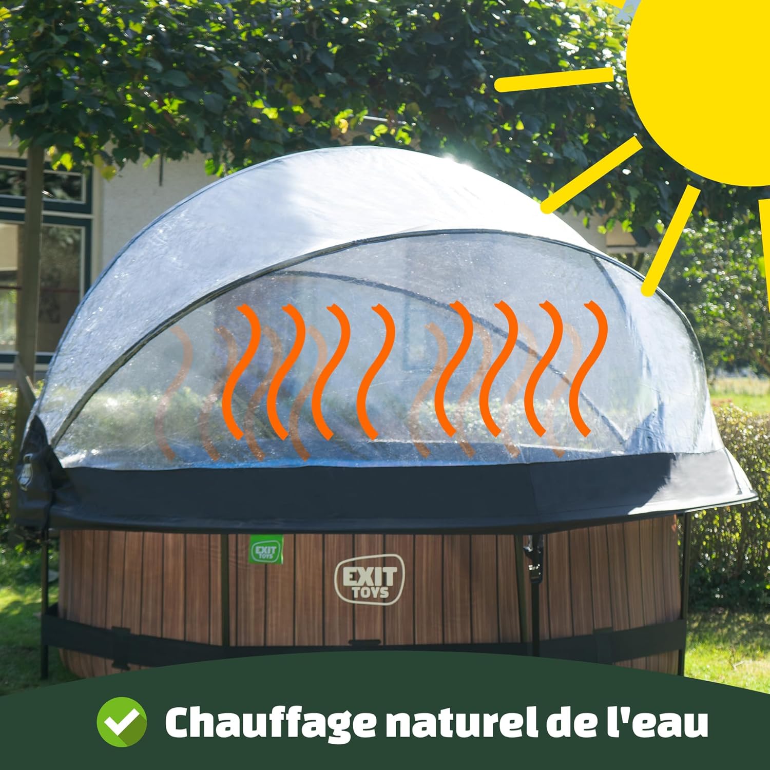 etevert Piscine Tubulaire Soft Grey avec Dôme Multifonctionnel - ø360x76cm - Piscine Hors Sol Ronde avec Pompe Filtrante à Cartouche - Entrée Basse - Pour l'Eau de la Piscine Propre et Chaude - Gris