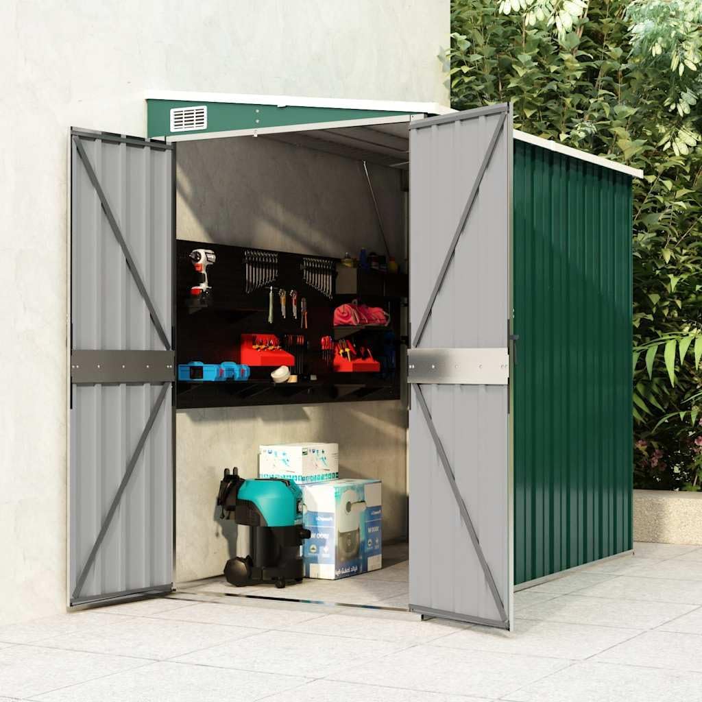 etevert Abri de Jardin Mural Vert 118x194x178 cm Acier galvanisé,Structures extérieures, Cabanes & abris de Jardin,316221