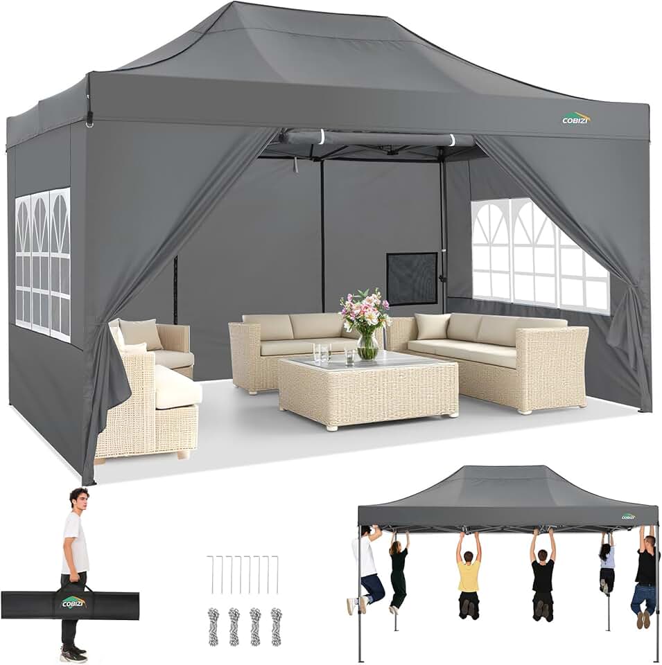 etevert - Tonnelle pliante série - 3x4,5m - étanche, UV50+, 4 panneaux