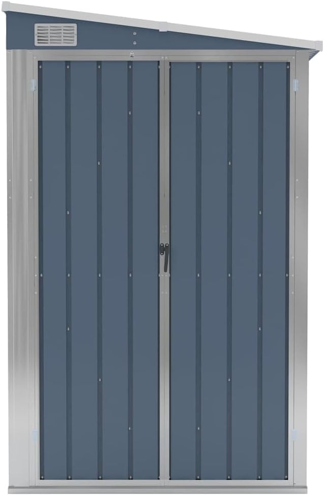 etevert Abri de Jardin Mural Gris 118x194x178 cm Acier galvanisé,Maison & Jardin, Pelouses & Jardins, Vie en extérieur, Structures extérieures, Cabanes & abris de Jardin, Gris (Poids 31.54KG)