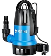 etevert Pompe submersible pour eaux usées Interrupteur à flotteur réglable 750 W, 19500 l/h, Clean/...