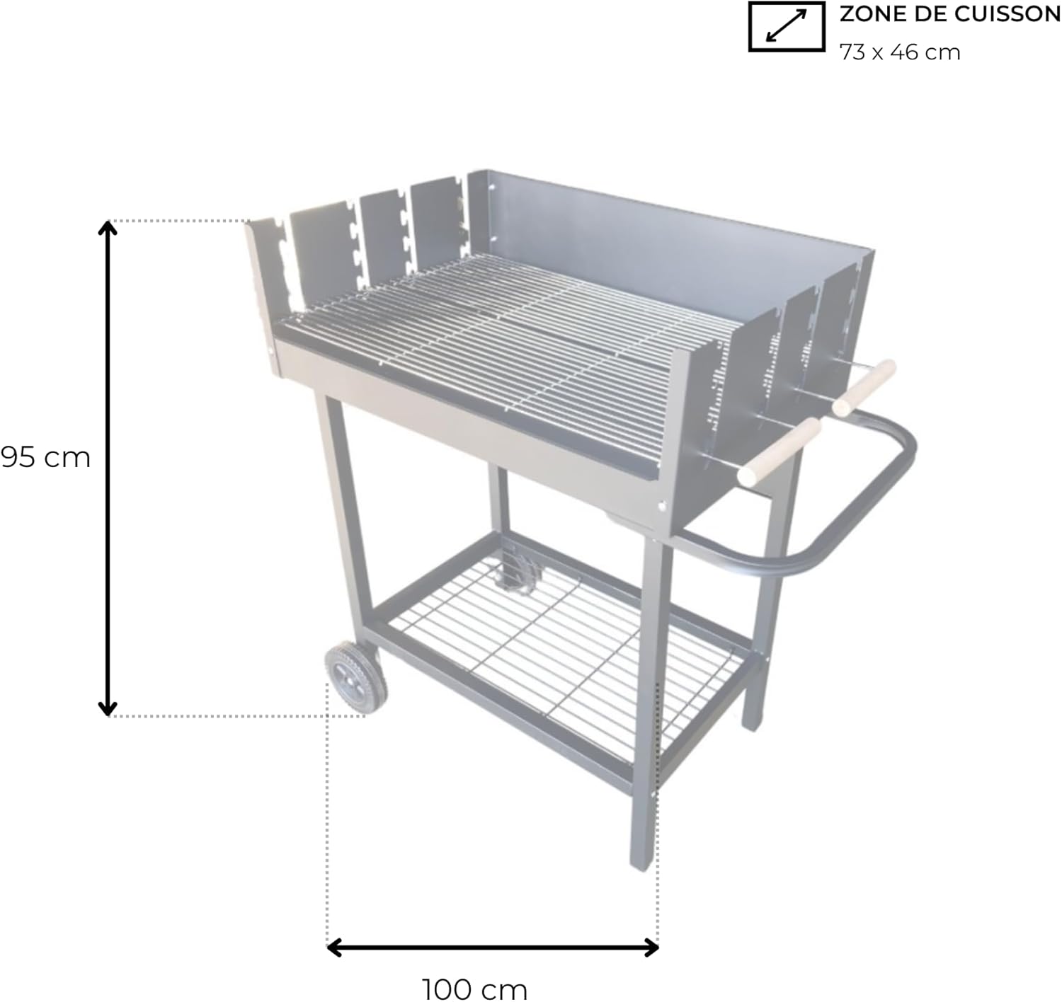 etevert - Serena - XXL - Barbecue charbon acier, grille réglable