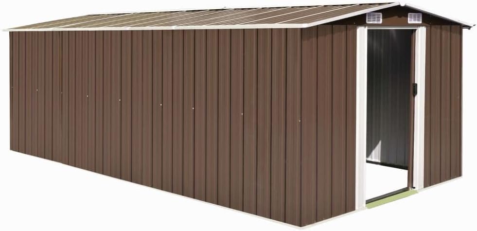 etevert Abri de Jardin 257x489x181 cm Métal Marron,Maison & Jardin, Pelouses & Jardins, Vie en extérieur, Structures extérieures, Cabanes & abris de Jardin, Brun (Poids 105.6KG)