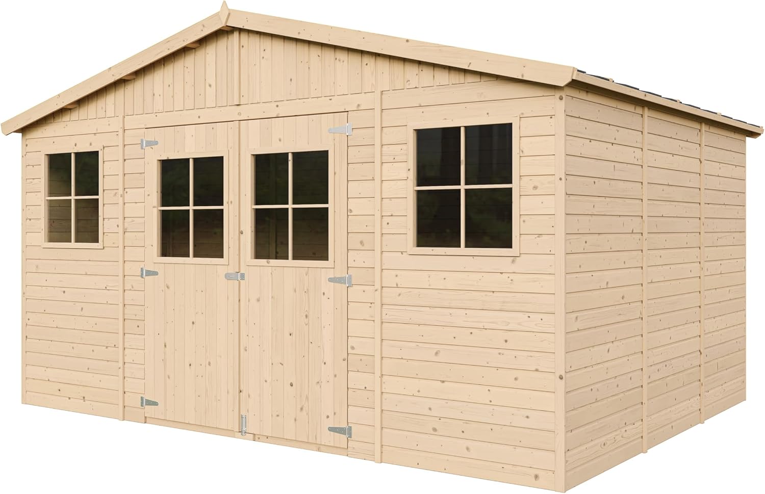 Abri de Jardin en Bois Exterieur avec Plancher IMPRÉGNÉ- Chalet en Pin/épicéa-H246x418x320 cm/12 m²- Construction de Panneaux - Rangement pour vélos, Remise à Outils- etevert M331+M331G